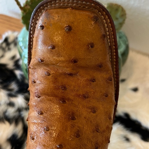 Anderson Bean Full Quill Ostrich Square Toe Boots Women’s Size 7 B Narrow - Picture 9 of 14